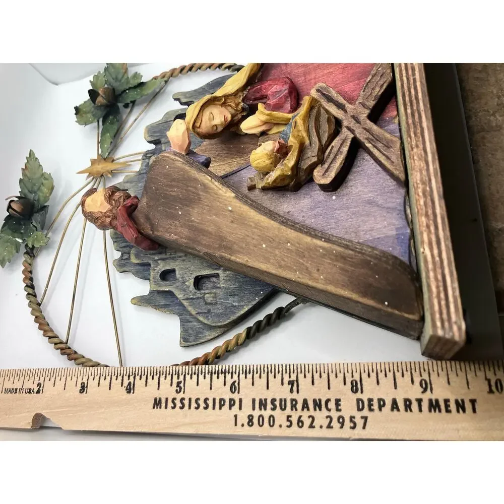 Nativity‎ Scene, Wooden Metal JESUS MARY JOSPEPH Christmas Christhomas Corp Holy
